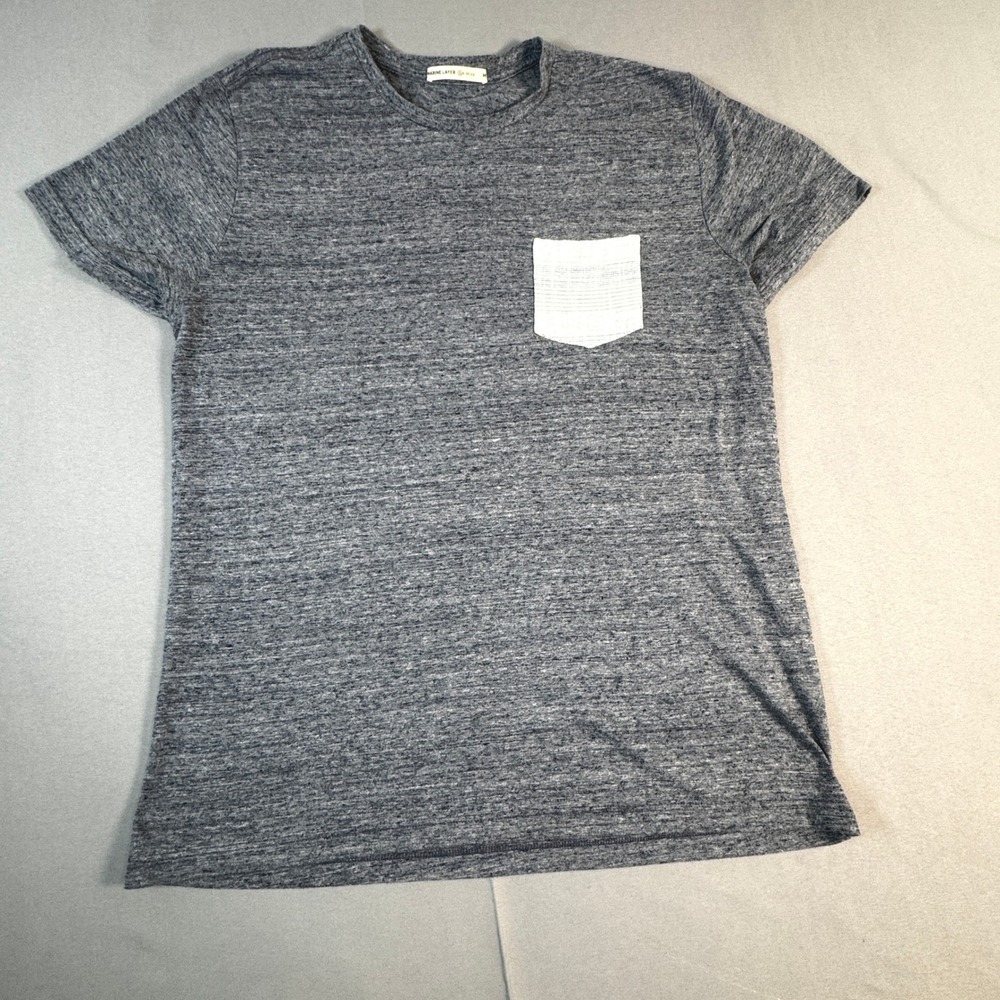 Marine Layer Shirt Mens Med Blue Re-Spun Stripe Pocket Tee Soft Lightweight